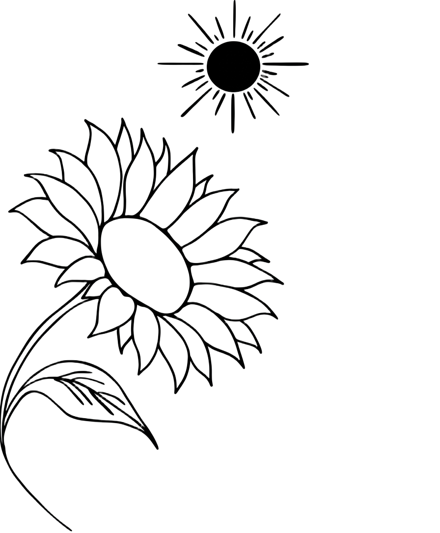 Girassol com sol — símbolo de Thafnes Samara Psicóloga